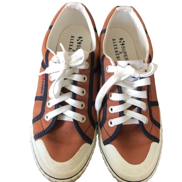 SUPERGA Shoes 7.5 Superga x Alexa Chung Cotu Sneaker Blue/Orange Rust Lace Up - Picture 4 of 7